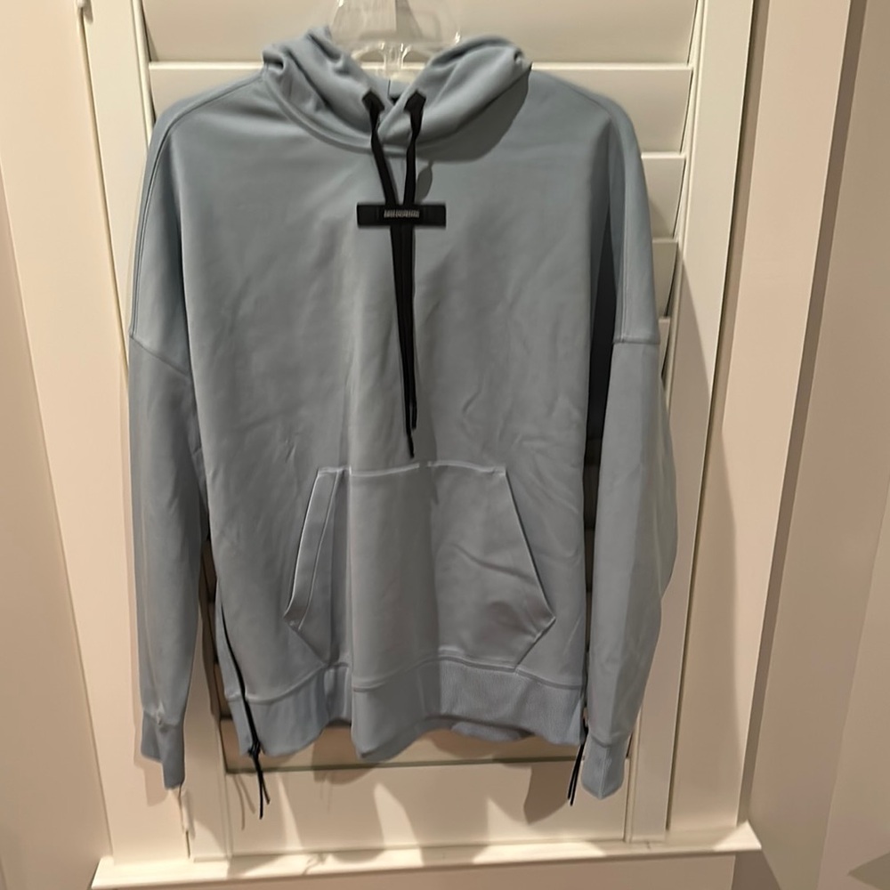 On Running Light Blue Hoodie with Black Drawstrings